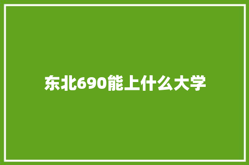 东北690能上什么大学