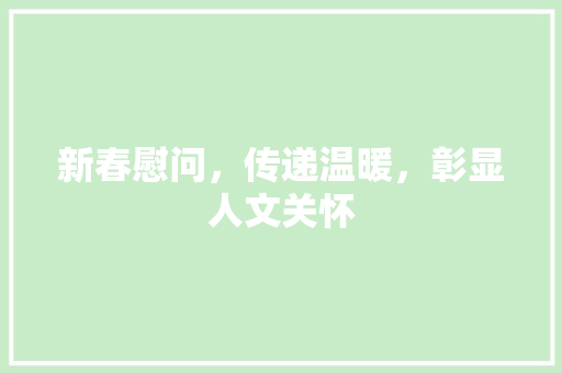 新春慰问，传递温暖，彰显人文关怀