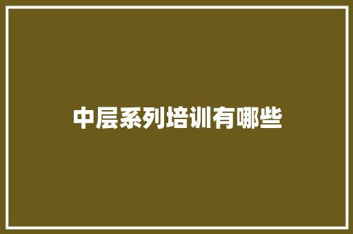 中层系列培训有哪些