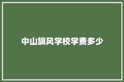 中山旗风学校学费多少 工作总结