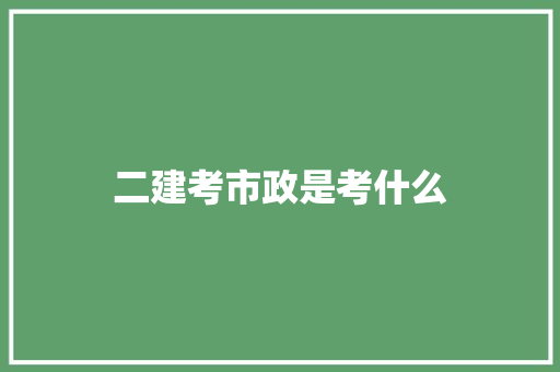 二建考市政是考什么