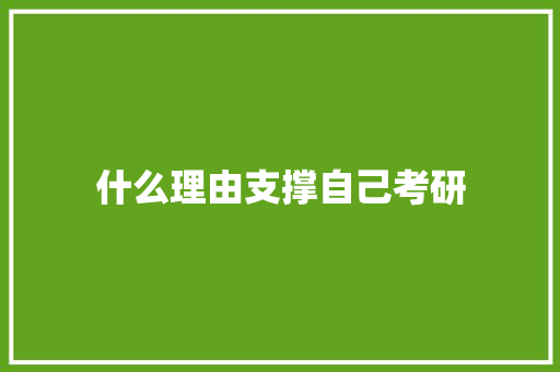 什么理由支撑自己考研 生活随笔