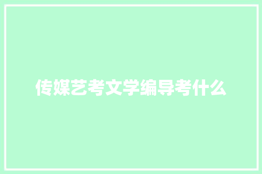 传媒艺考文学编导考什么