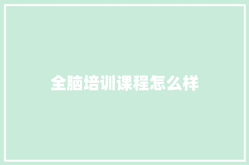 全脑培训课程怎么样