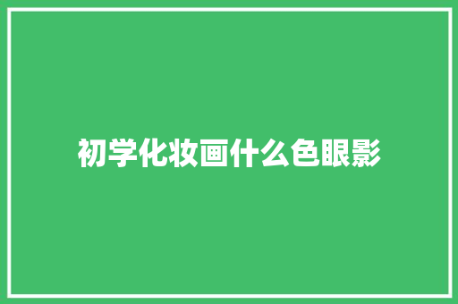 初学化妆画什么色眼影
