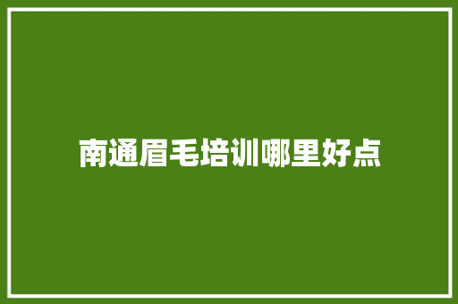 南通眉毛培训哪里好点