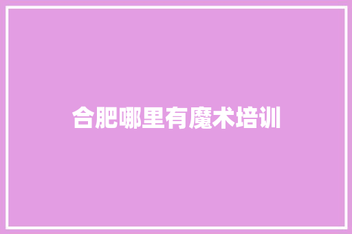 合肥哪里有魔术培训
