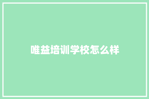 唯益培训学校怎么样