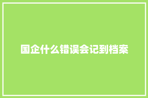国企什么错误会记到档案