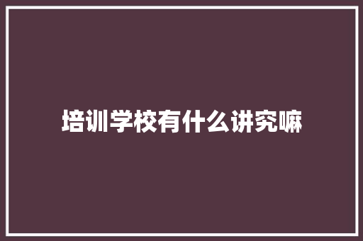 培训学校有什么讲究嘛