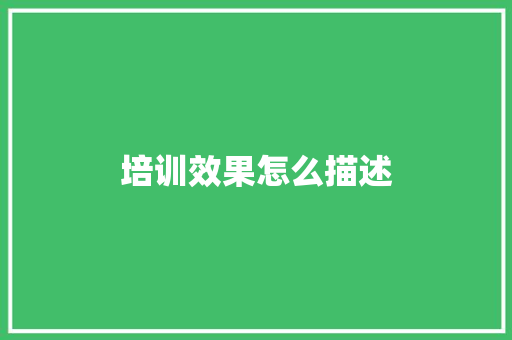 培训效果怎么描述