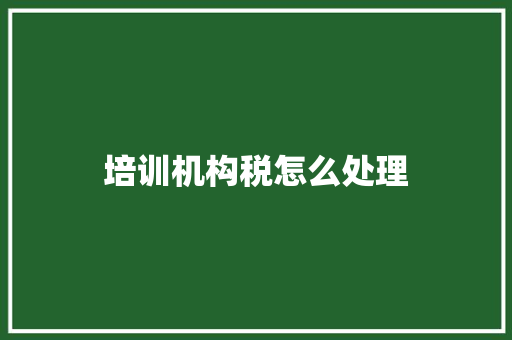 培训机构税怎么处理