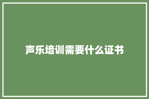 声乐培训需要什么证书