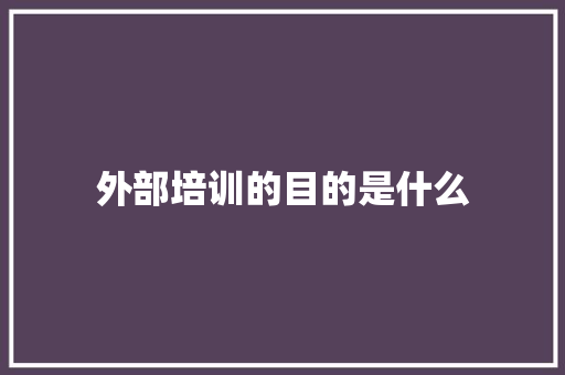 外部培训的目的是什么