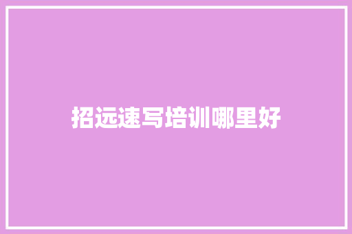 招远速写培训哪里好