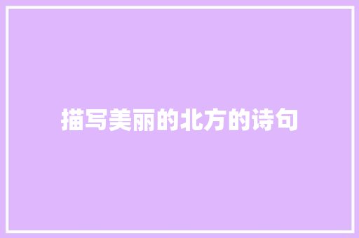 描写美丽的北方的诗句