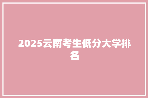 2025云南考生低分大学排名