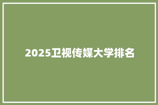 2025卫视传媒大学排名