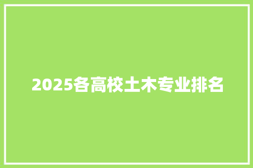 2025各高校土木专业排名