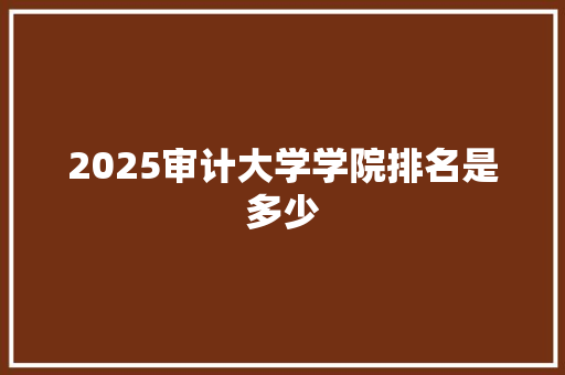 2025审计大学学院排名是多少 生活随笔