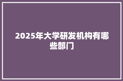2025年大学研发机构有哪些部门