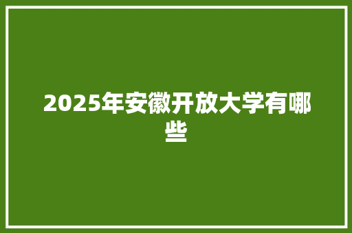 2025年安徽开放大学有哪些