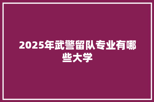 2025年武警留队专业有哪些大学