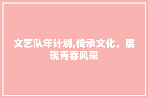文艺队年计划,传承文化，展现青春风采