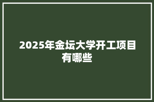2025年金坛大学开工项目有哪些