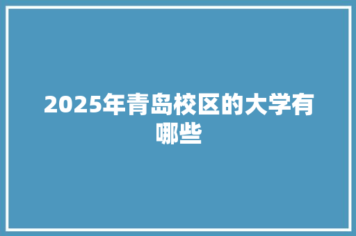 2025年青岛校区的大学有哪些