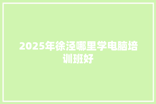 2025年徐泾哪里学电脑培训班好