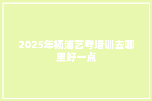 2025年杨浦艺考培训去哪里好一点 生活类