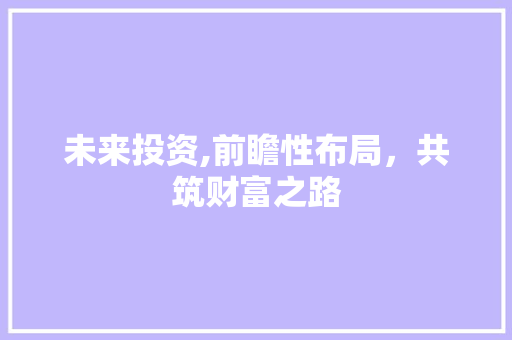 未来投资,前瞻性布局，共筑财富之路