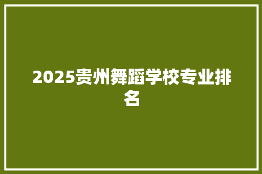2025贵州舞蹈学校专业排名