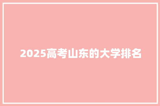 2025高考山东的大学排名