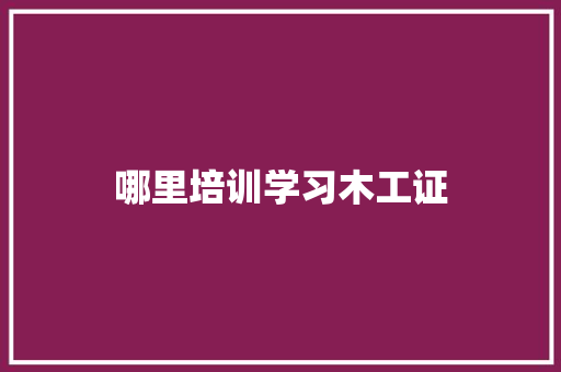 哪里培训学习木工证