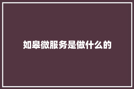 如皋微服务是做什么的
