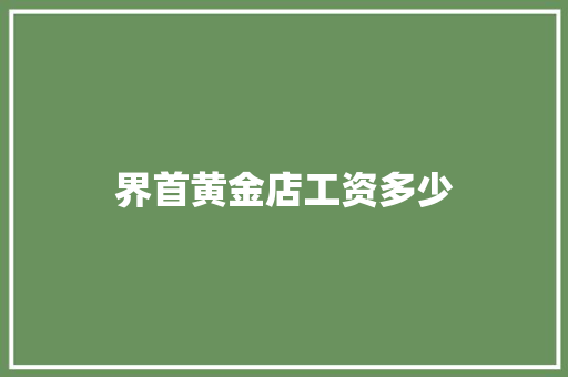 界首黄金店工资多少