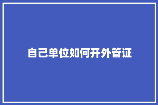 自己单位如何开外管证