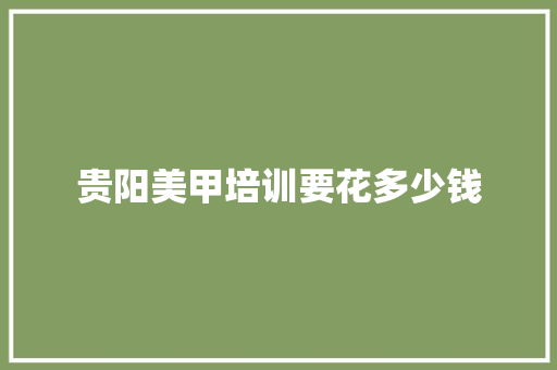 贵阳美甲培训要花多少钱