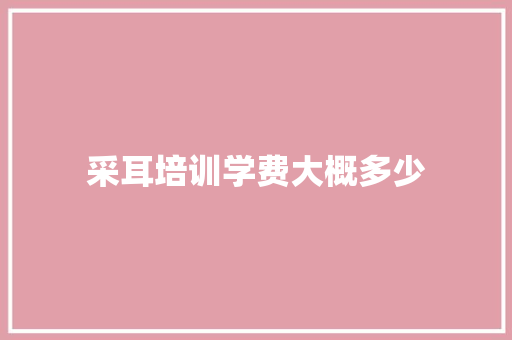 采耳培训学费大概多少