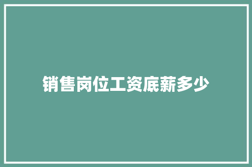 销售岗位工资底薪多少