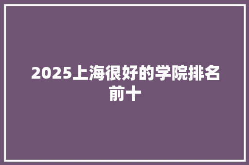 2025上海很好的学院排名前十 工作总结