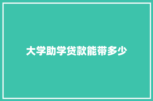 大学助学贷款能带多少