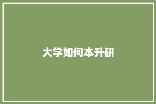 大学如何本升研