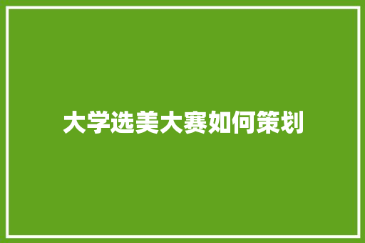 大学选美大赛如何策划