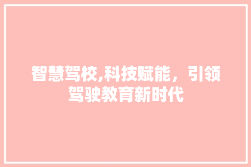 智慧驾校,科技赋能，引领驾驶教育新时代