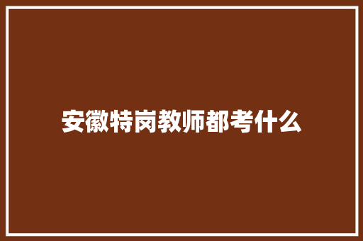 安徽特岗教师都考什么 工作总结