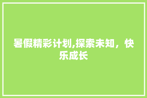 暑假精彩计划,探索未知，快乐成长