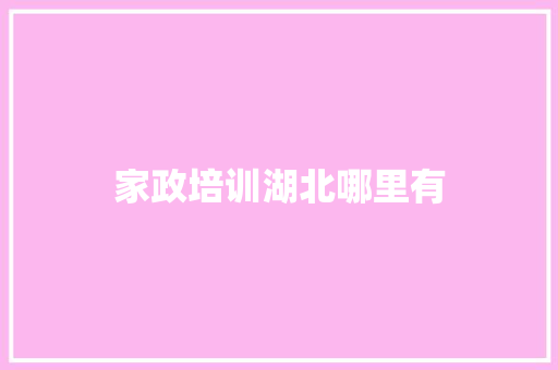 家政培训湖北哪里有